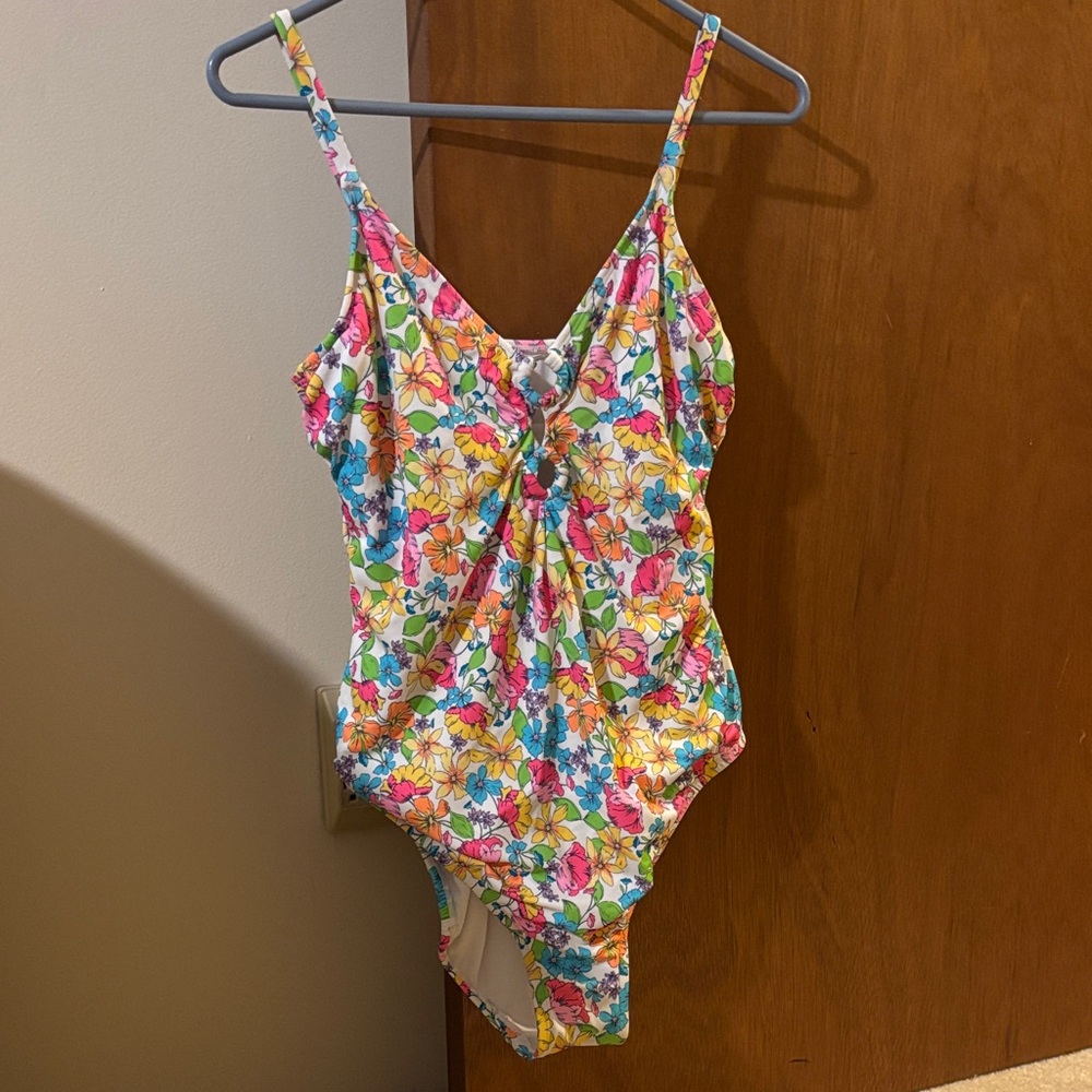 Time and Tru Floral One Piece Swimsuit - Multicolor